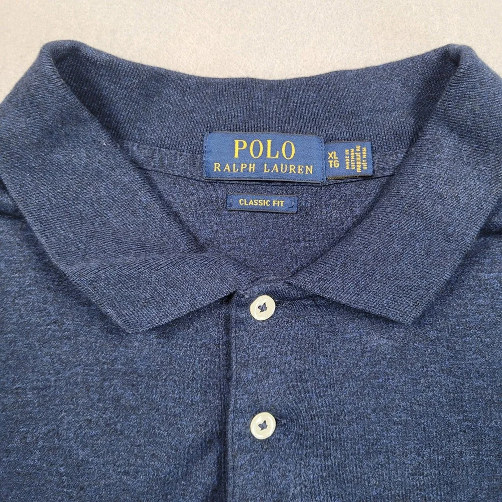 Polo Ralph Lauren Mens XL Blue Heather Short Sleeve Classic Fit Polo Shirt